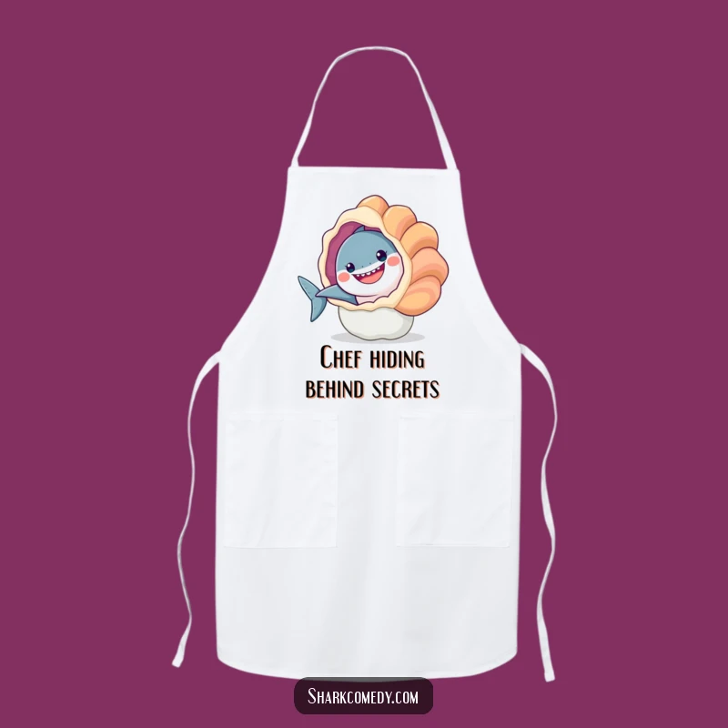 Funny Smiling Shark Seashell Peek Apron A Kitchen Cheer