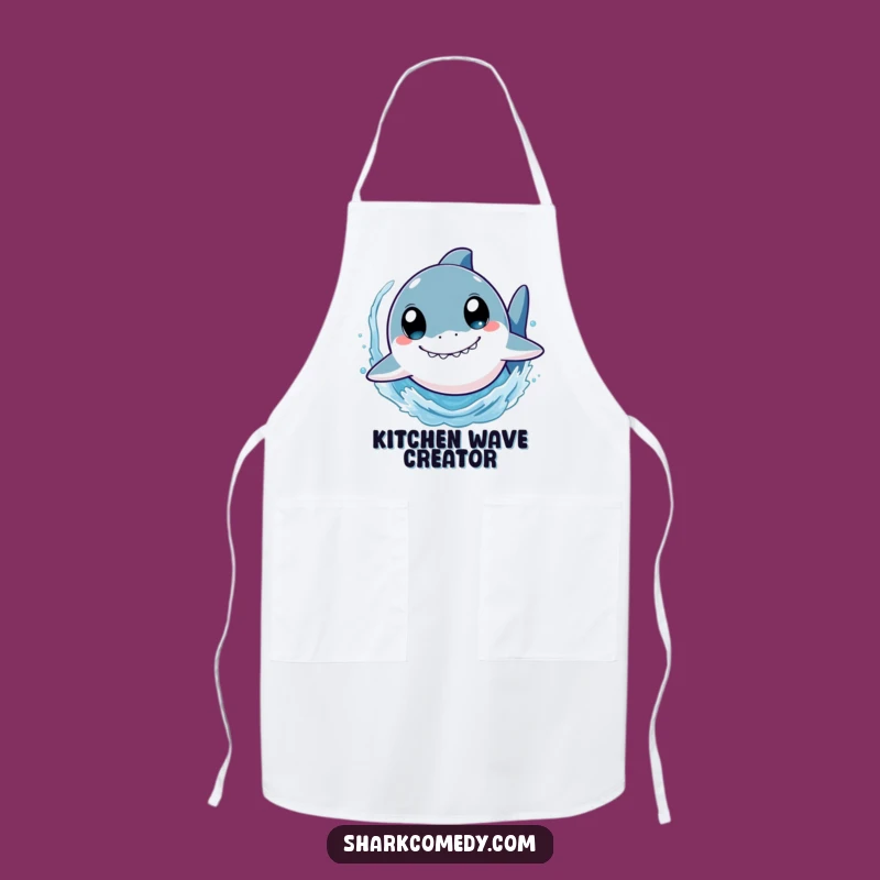 Funny Shark Apron: Wide-Eyed Swimmer Splashing Fun in the Kitchen