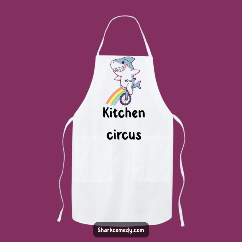 Funny Shark Rainbow Unicycle Chef Apron - Hilarious Whimsical Gift