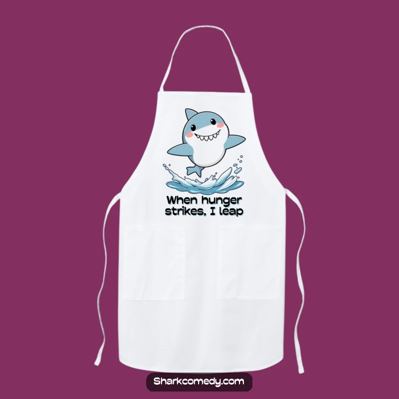 Funny Surprised Shark Leaping Apron - Energetic Kitchen Fun Gift!
