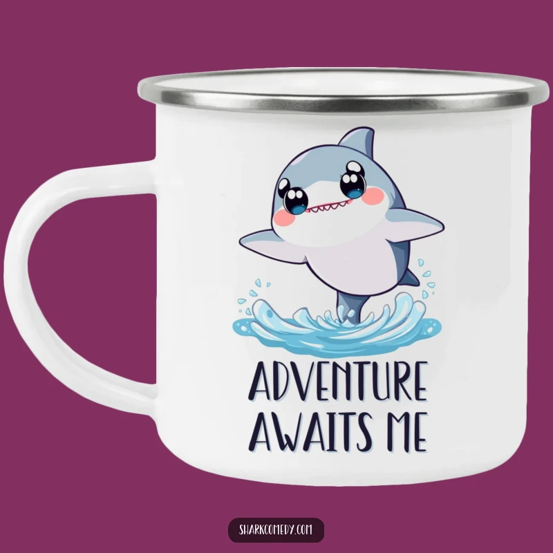 Kawaii Shark Camping Mug - Durable Leaping Shark Cup for Outdoor Fun