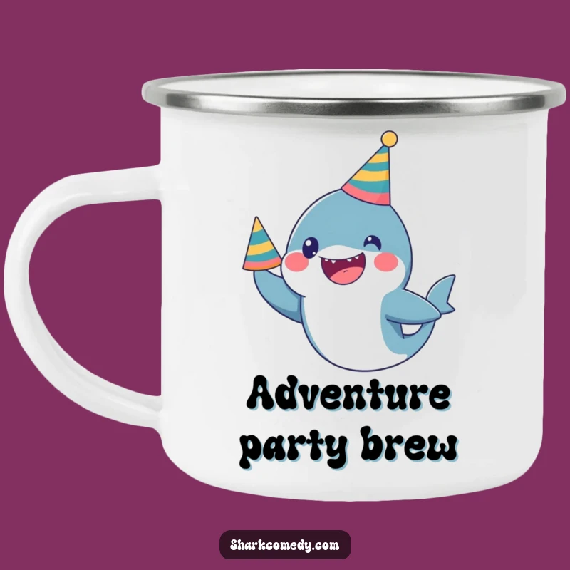 Funny Kawaii Shark Party Camping Mug: Outdoor Celebration - Adventurous Funny Gift