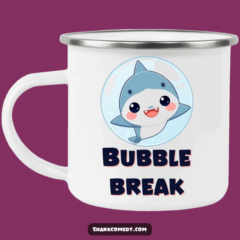 Funny Kawaii Shark Enamel Camping Mug - Outdoor Ocean Adventure Gift