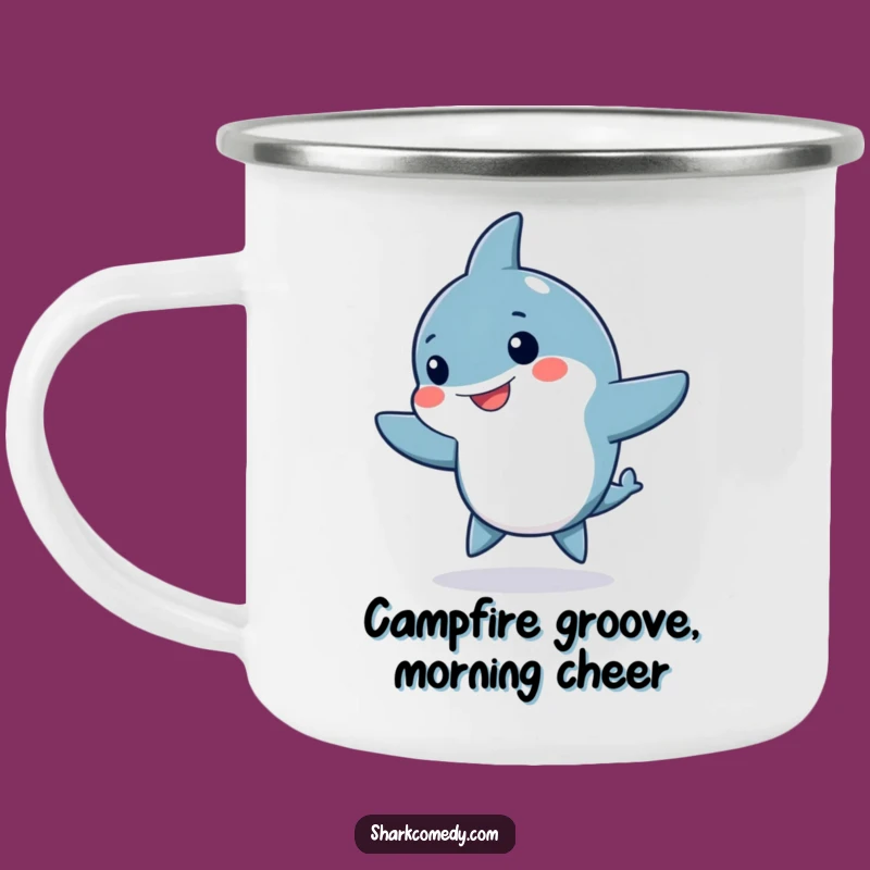 Funny Kawaii Shark Camping Mug: Hilarious & Energetic Outdoor Companion