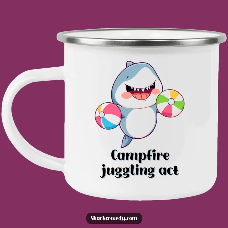 Funny Juggling Shark Camping Mug: Beach Vibes Anywhere