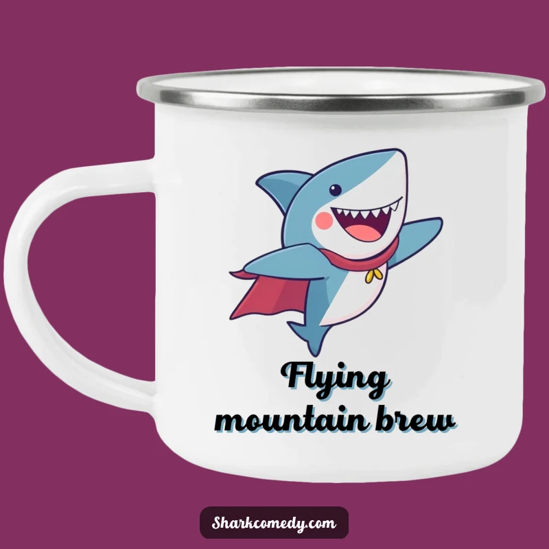 Funny Flying Shark Camping Mug - Sip & Soar Outdoors!