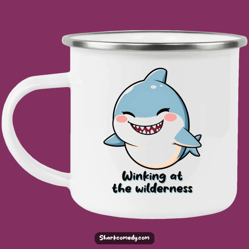 Funny Kawaii Shark Camping Mug: Hilarious & Mischievous Outdoor Companion