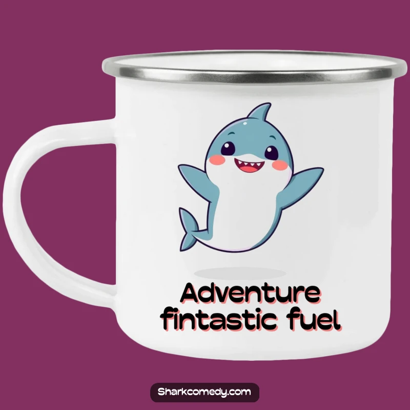 Funny Kawaii Shark Dance Camping Mug: Adventure with Humor