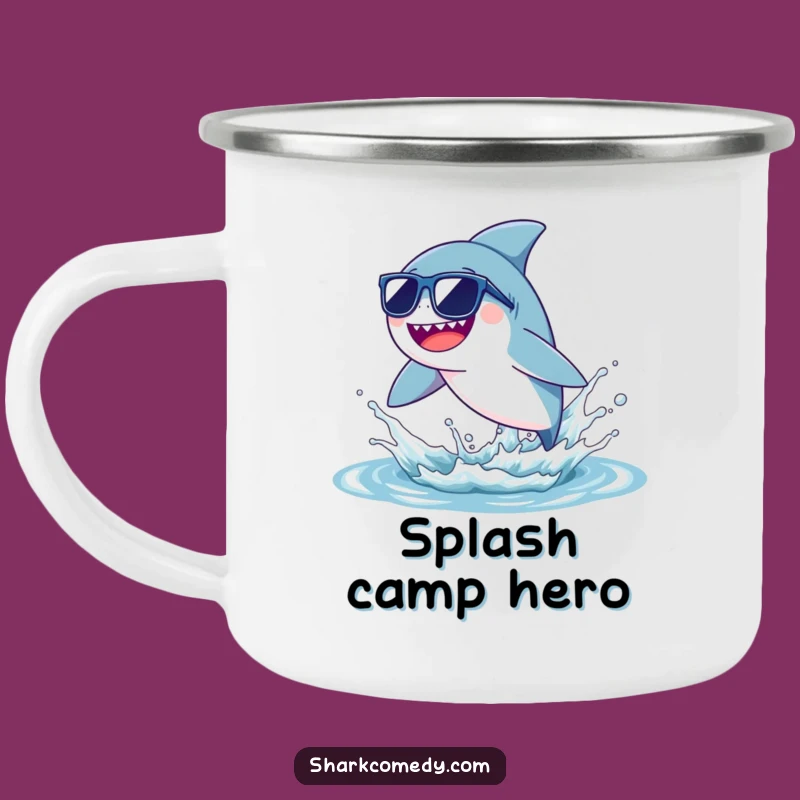 Funny Sunglasses Shark Camping Mug - Cool Adventures, Hilarious Outdoor Gift