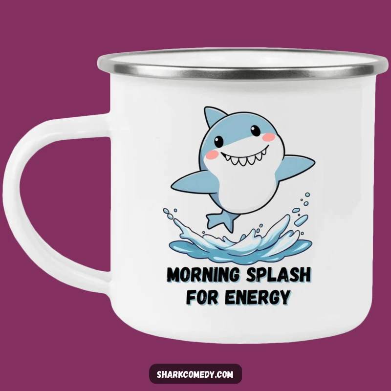 Funny Surprised Shark Leaping Camping Mug - Adventure & Energy Gift!