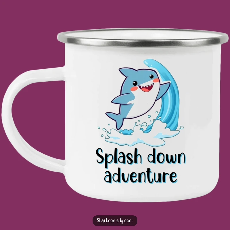 Funny Kawaii Shark Camping Mug: Wave Leaping Gift