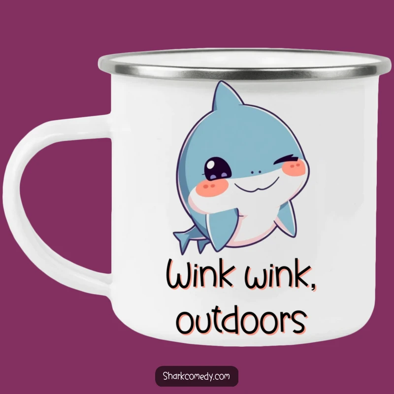 Funny Winking Shark Camping Mug - Durable & Cheeky Outdoor Drinkware Gift