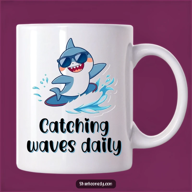 Funny Surfing Shark Mug - Cool Sunglasses Wave Rider Coffee Cup Perfect Gift