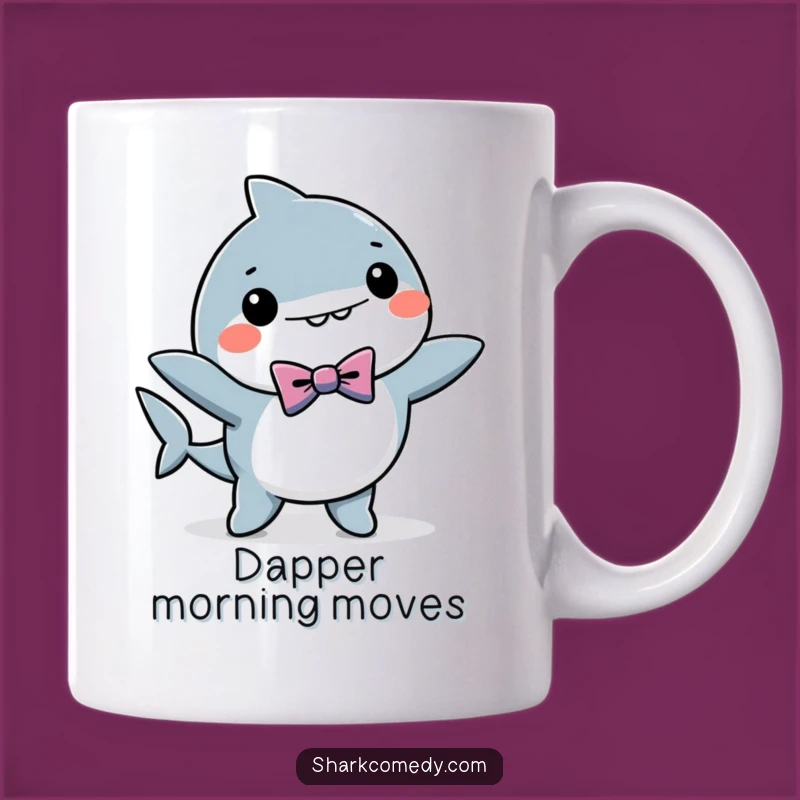 Funny Dancing Kawaii Shark Bow Tie Mug - Classy & Hilarious Gift for Shark Aficionados