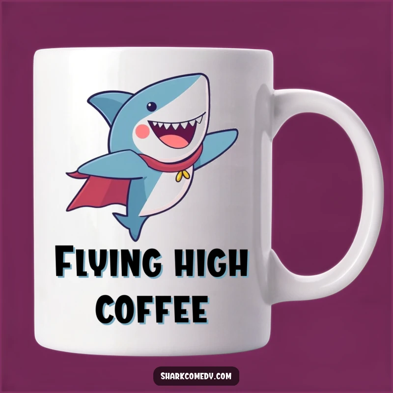 Funny Flying Shark Mug - Superhero Joy Gift for Him!