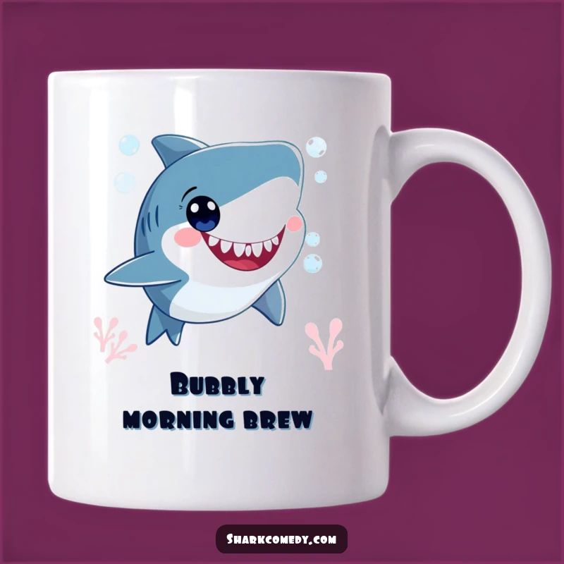 Funny Happy Shark Bubbles Mug - Wide-Eyed Underwater Coffee Cup Perfect Gift