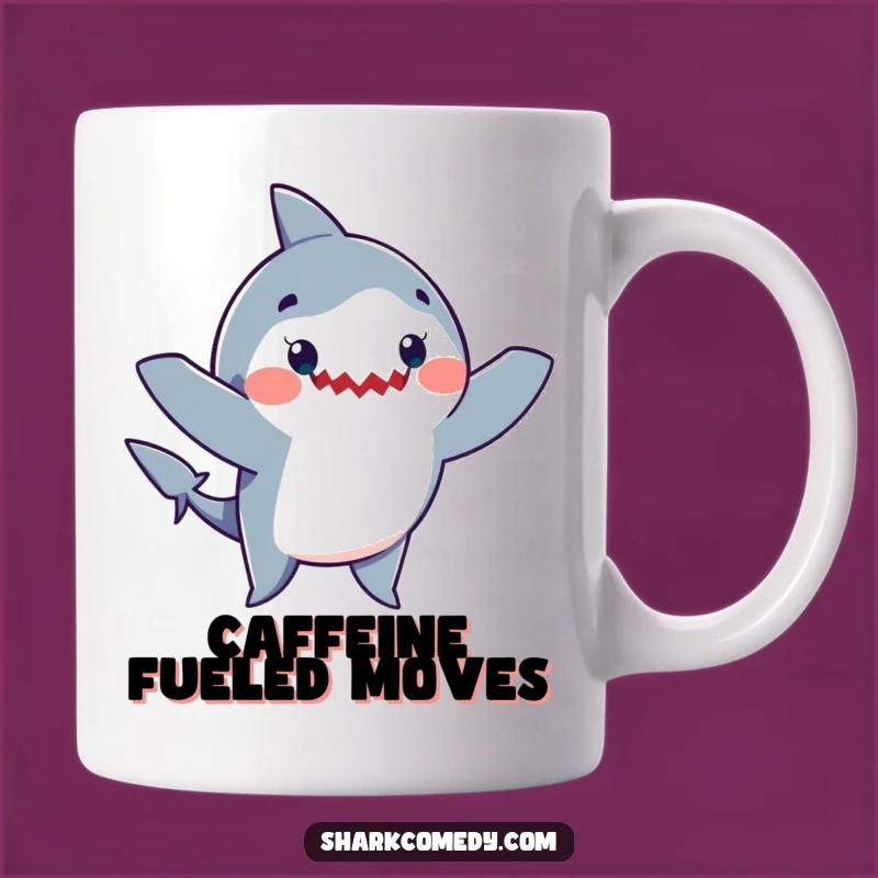 Funny Shark Dance Mug - A Joyful, Waving Arms Shark Gift for Humor Lovers