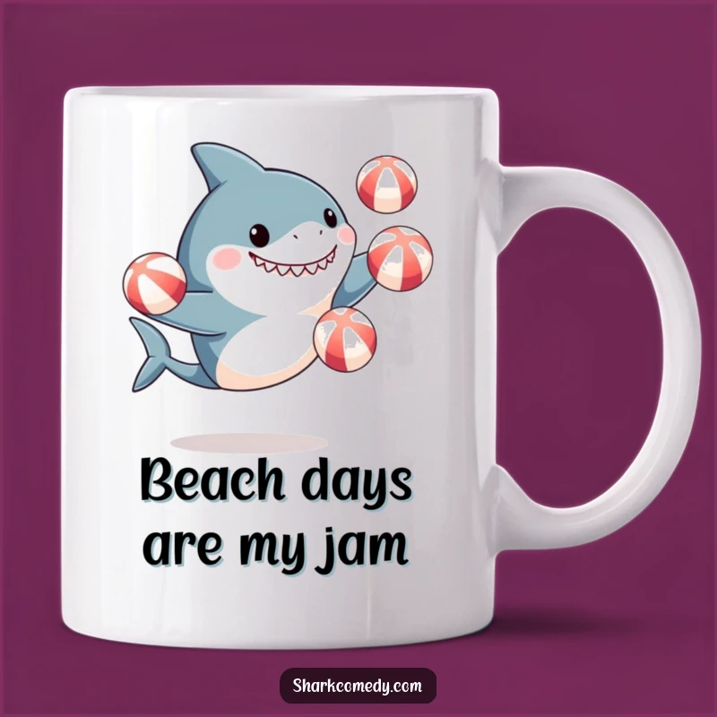 Funny Shark Juggling Beach Balls Mug - Exciting Beach Fun Gift!