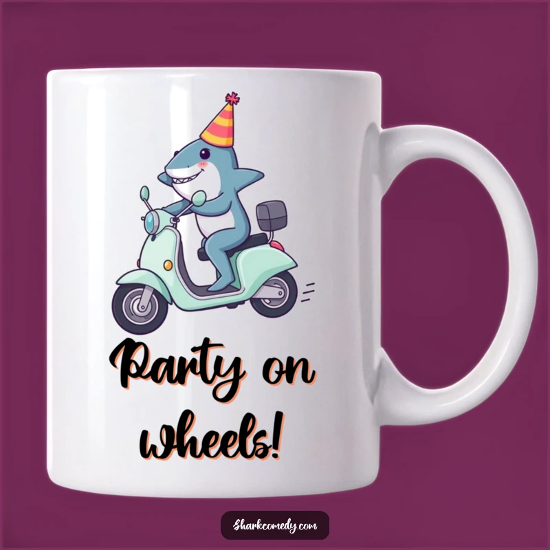 Funny Shark Scooter Mug: Party Animal Vibes, Perfect Gift for Go-Getters