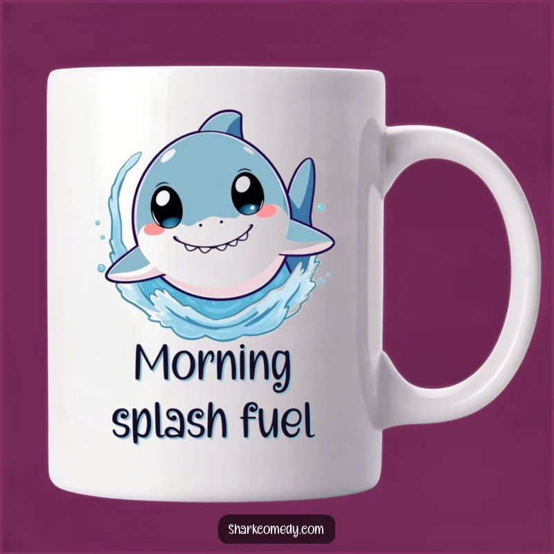 Funny Shark Mug: Wide-Eyed Swimmer Splashing Fun, Perfect Gift for Ocean Lovers