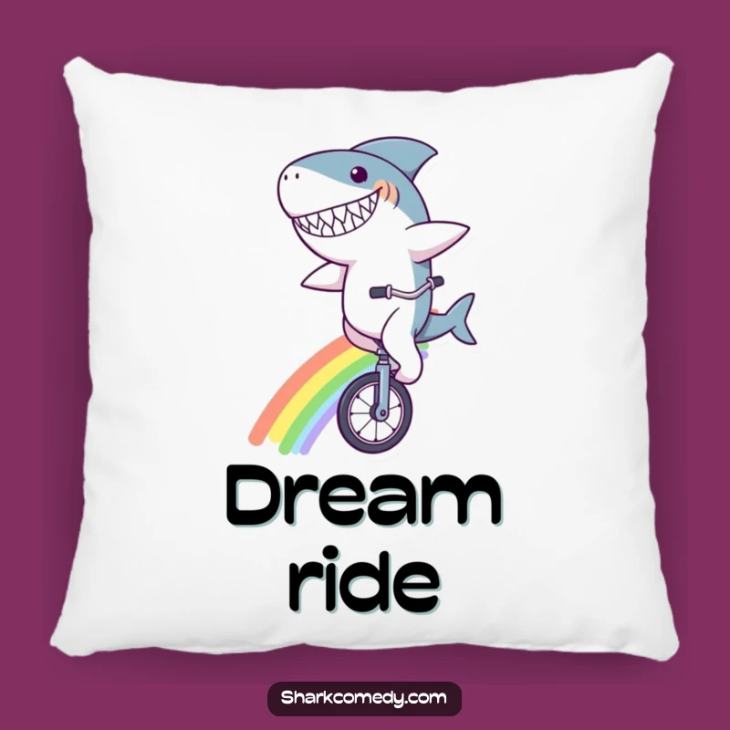 Comfy Funny Shark Rainbow Unicycle Pillow - Cozy & Whimsical Accent