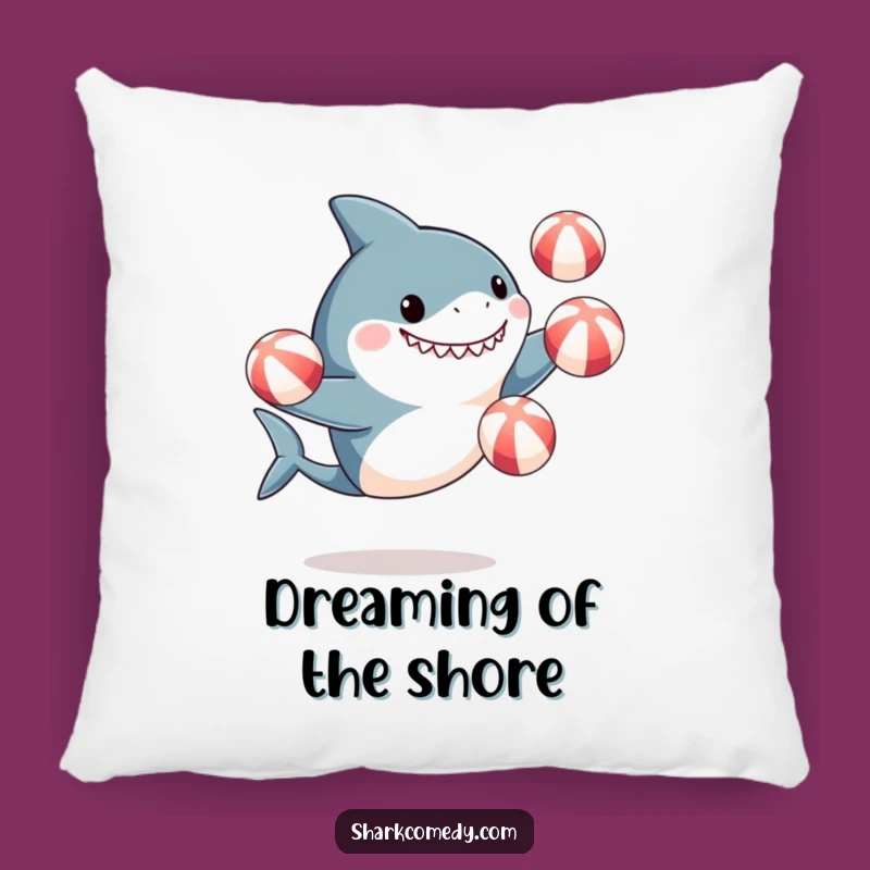 Funny Shark Juggling Beach Balls Pillow - Cozy & Exciting Decor Gift!