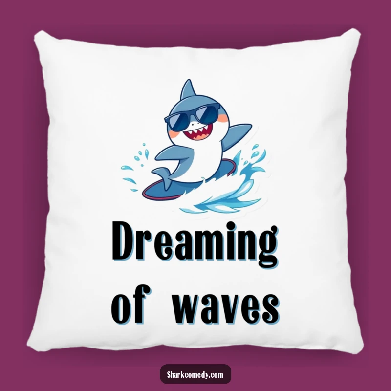 Funny Surfing Shark Pillow - Cozy Sunglasses Wave Cushion Gift