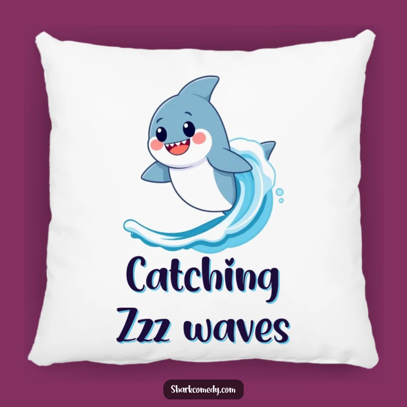 Funny Kawaii Shark Wave Pillow - Cozy Surfing Cushion, Gift