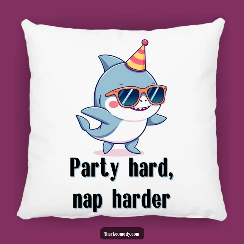 Funny Party Shark Pillow, Cozy Dancing Decor Cushion, Hilarious Comfort Gift