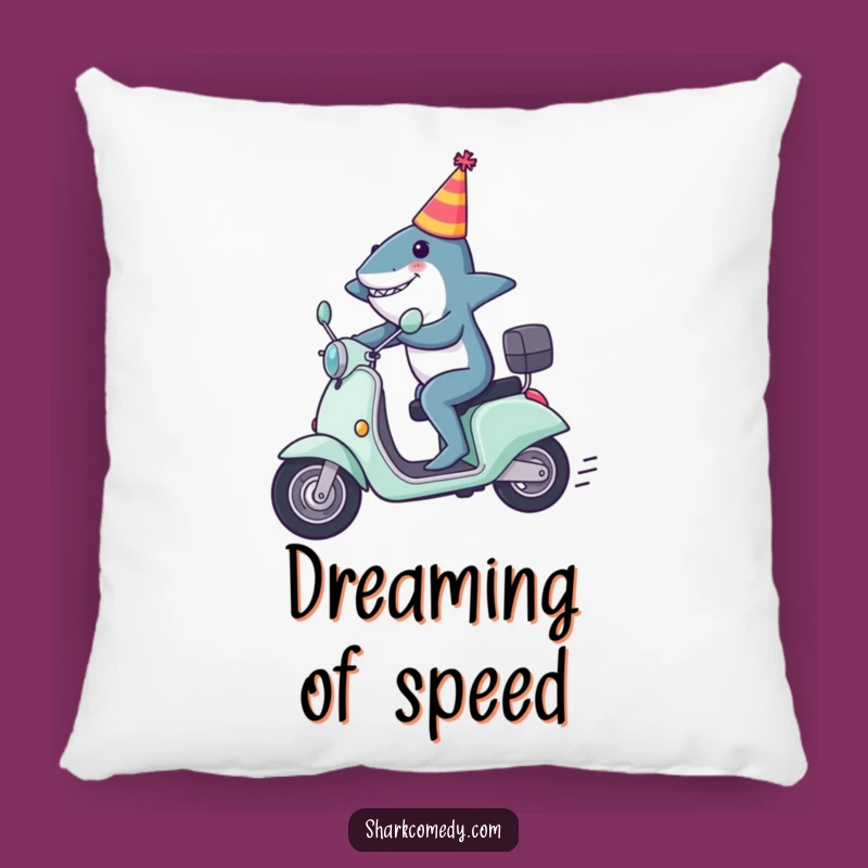 Funny Shark Scooter Pillow: Cozy Ride with Party Hat, Great Funny Gift