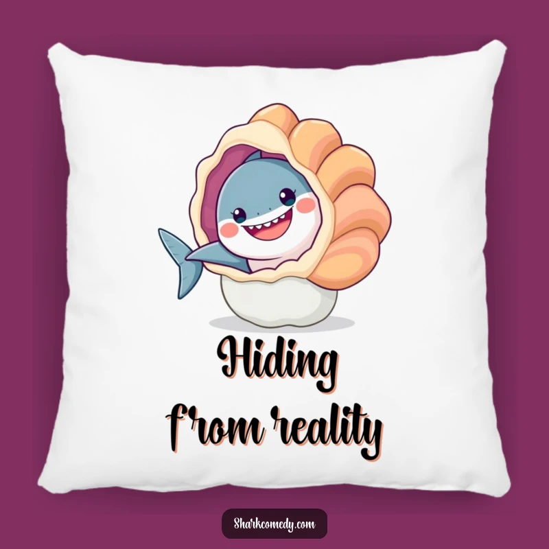 Funny Smiling Shark Seashell Peek Pillow A Cozy Comfort