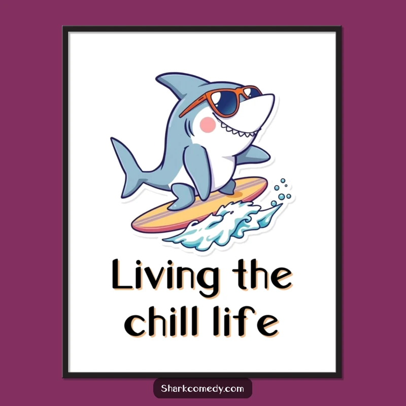 Funny Cool Shark Surfer Digital Art - Instant Beach Cool