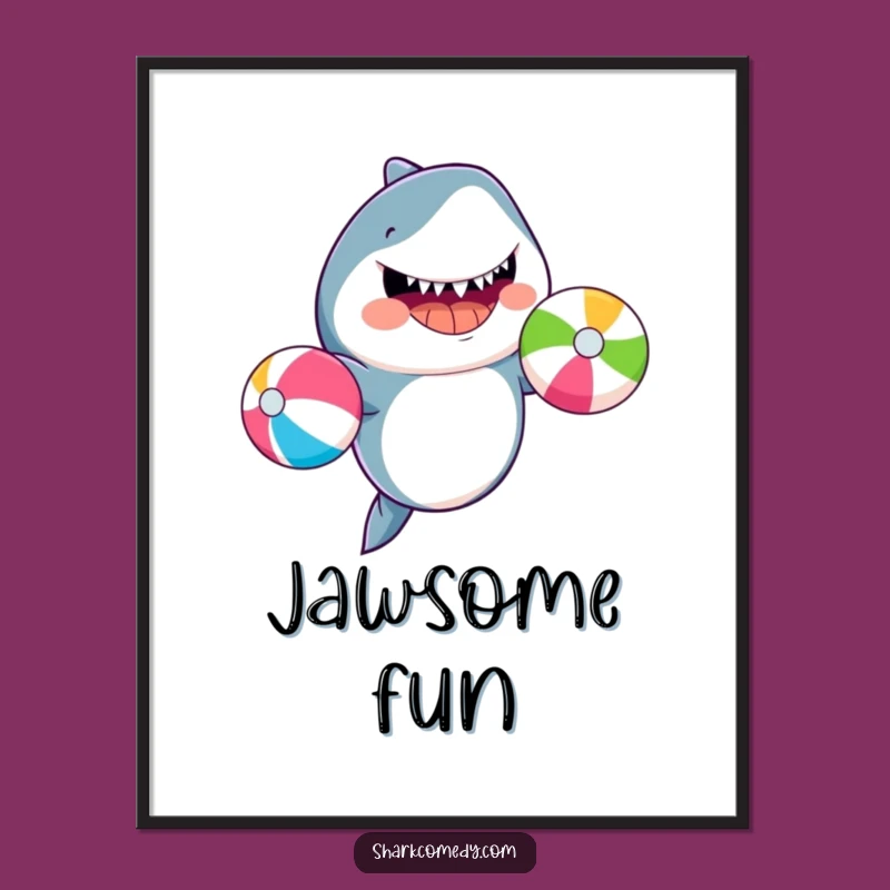 Funny Juggling Shark Digital Art: Instant Beach Party Decor