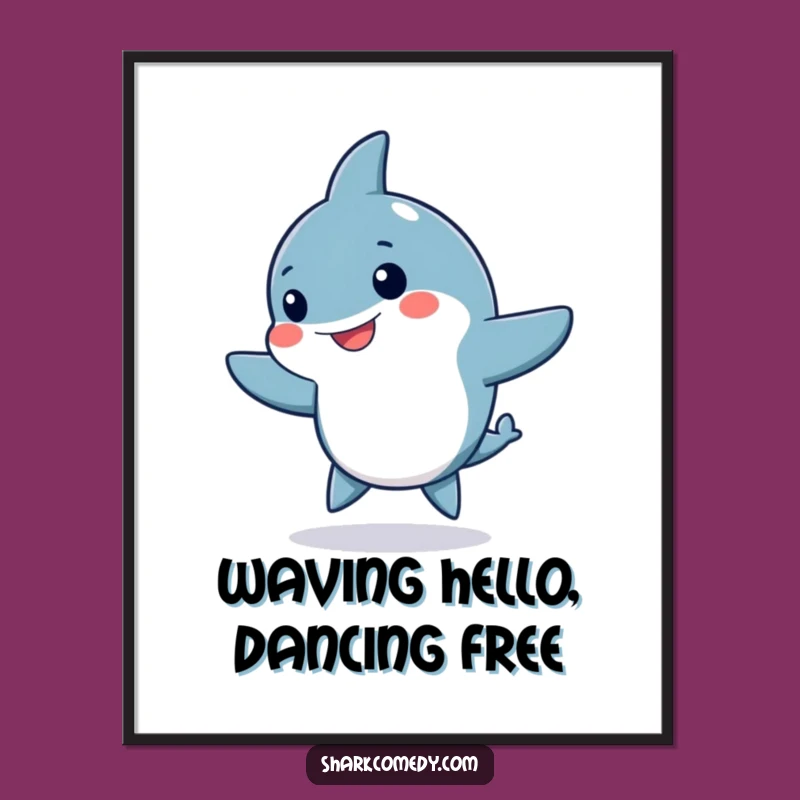 Funny Kawaii Shark Dance Digital Art: Instant Joyful Wall Decor Download