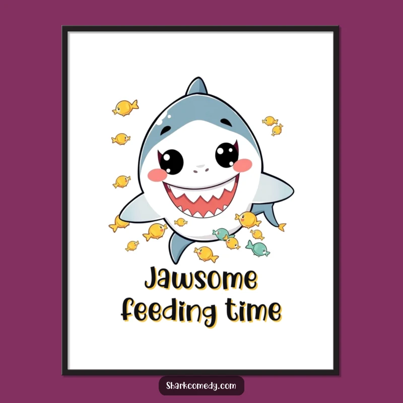 Funny Kawaii Shark Juggling Digital Art: Whimsical Decor, Perfect Gift for Any Space
