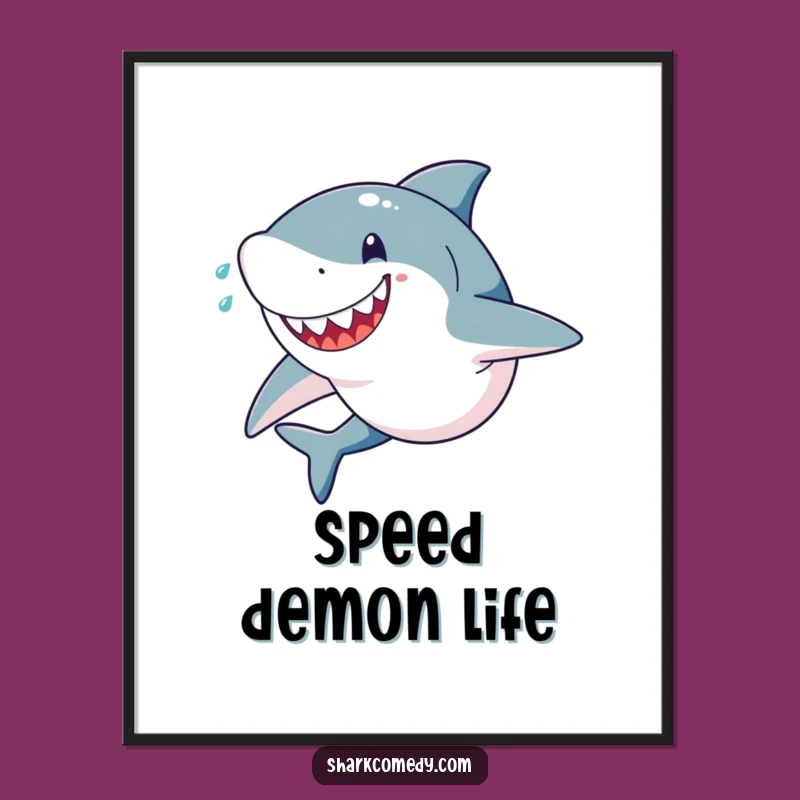Funny Shark Sprint Digital Art: Bring Determined Speed to Your Space