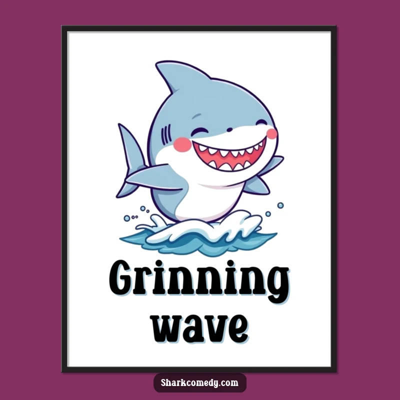 Funny Kawaii Shark Wave Digital Art - Instant Surfer Download Gift