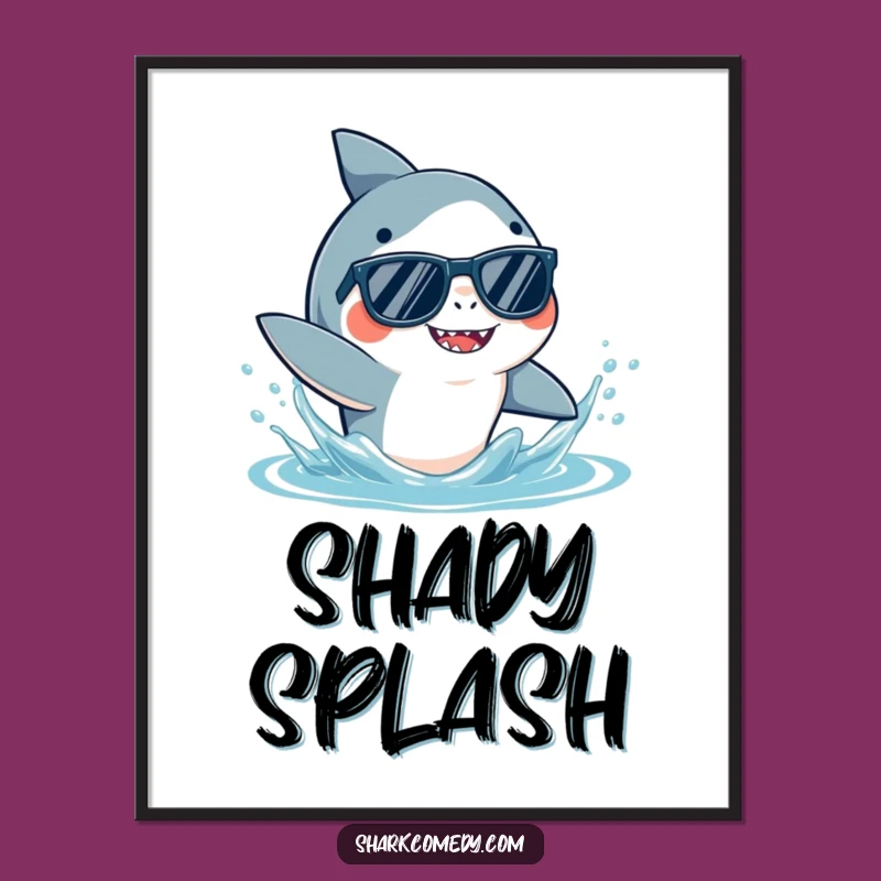 Funny Shark Sunglasses Digital Art: Cool Splash, Instant Ocean Vibes, Gift