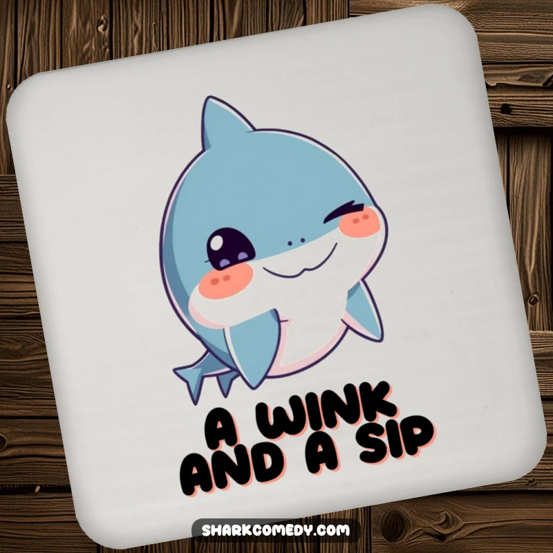 Funny shark drink coaster with a playful wink, cheeky table protection, adds humor to parties, ideal funny gift.