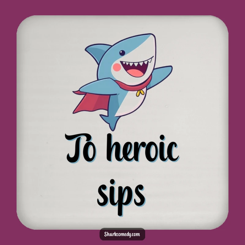 Funny Flying Shark Drink Coaster - Protect Surfaces with Heroism!