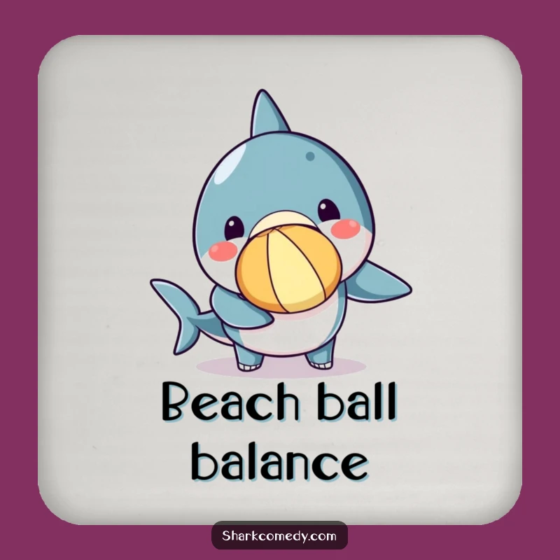 Funny Kawaii Shark Beach Ball Coaster, Protect Surfaces, Whimsical Funny Gift