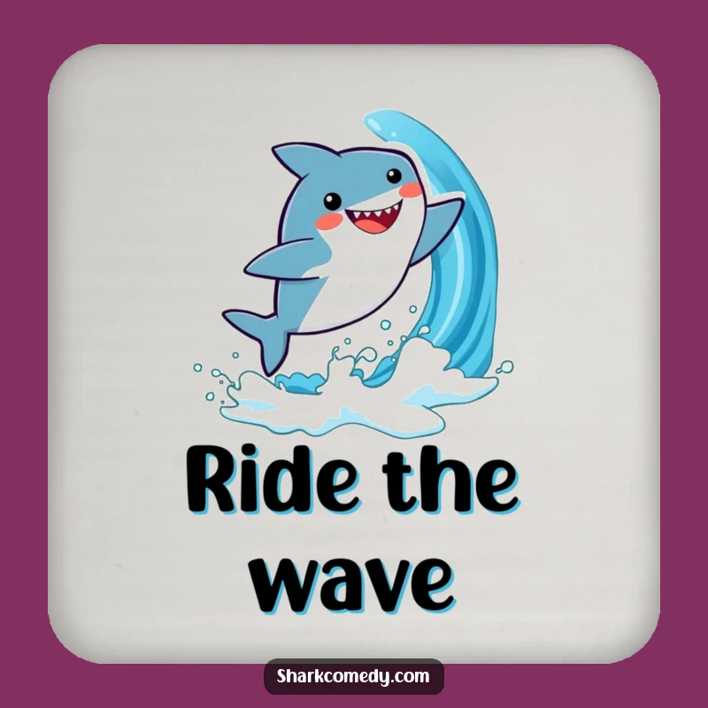 Funny Kawaii Shark Coaster: Joyful Wave Decor
