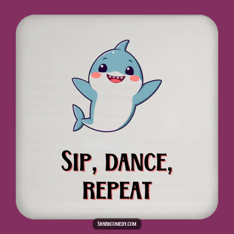 Funny Kawaii Shark Dance Coaster Set: Protect Surfaces with Humor