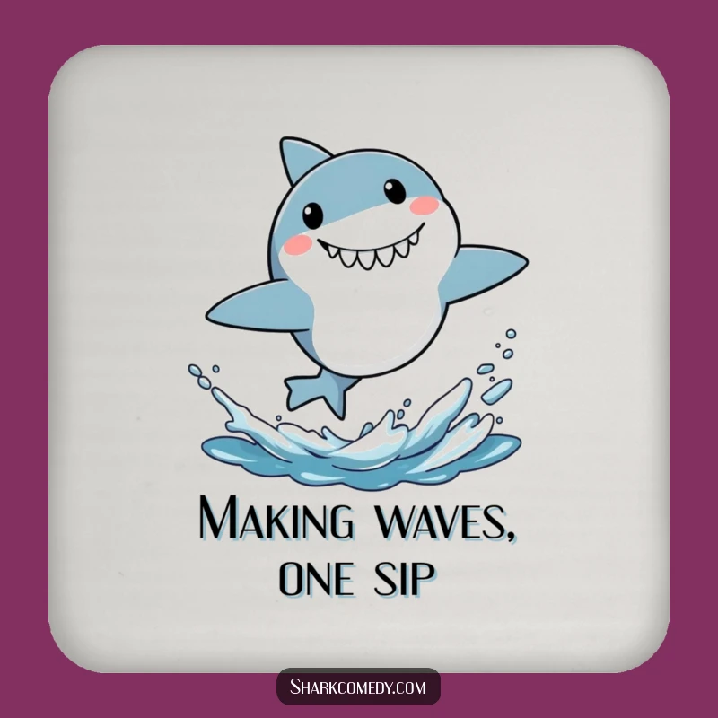 Funny Surprised Shark Leaping Coaster - Protect Surfaces with Humor!