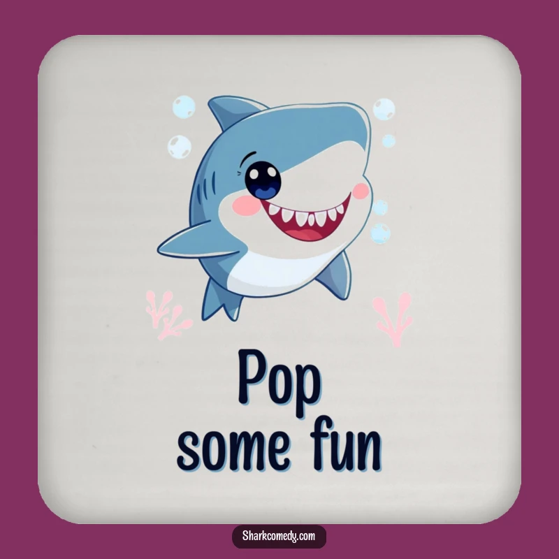 Funny Happy Shark Bubbles Coaster - Wide-Eyed Drink Holder Gift