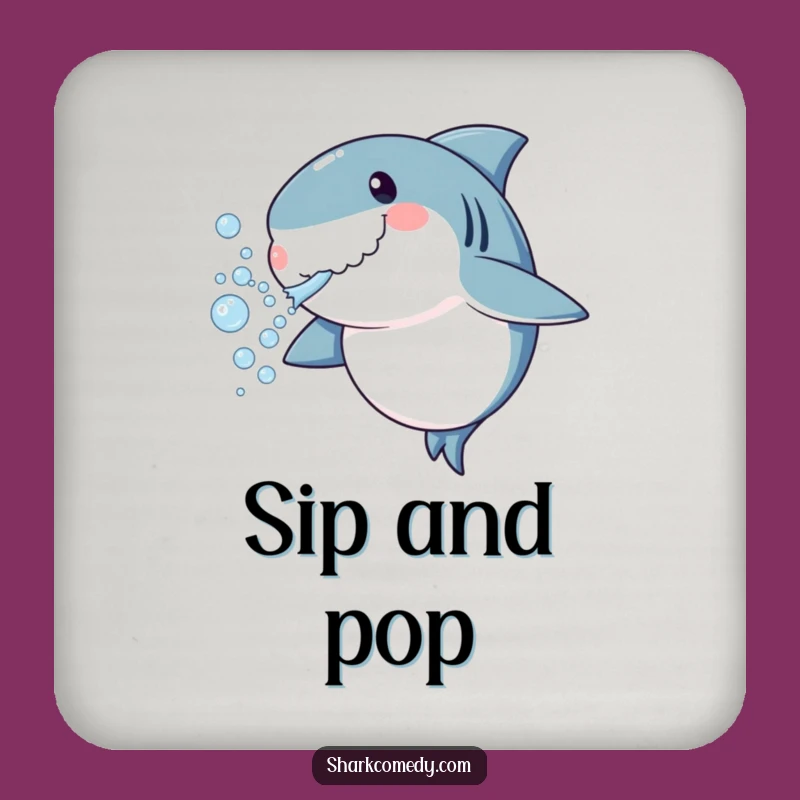 Funny Shark Bubbles Drink Coaster - Playful Table Protection Gift for Parties