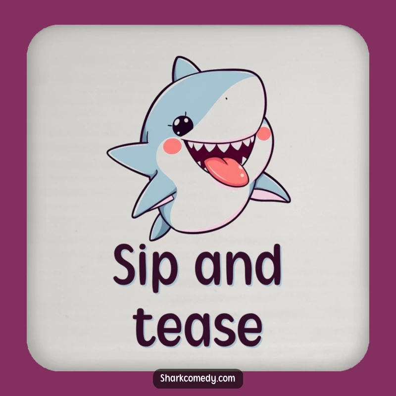 Funny Kawaii Shark Tongue Out Coaster, Protect Surfaces, Whimsical Funny Gift