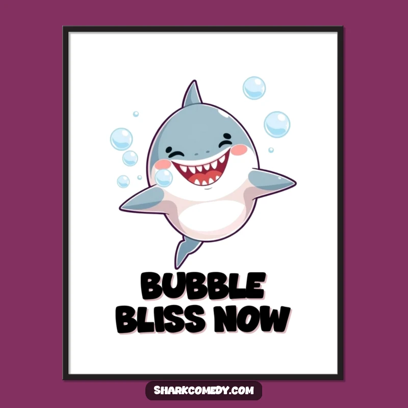 Funny Shark Bubbles Poster - Joyful Ocean Art for Walls!