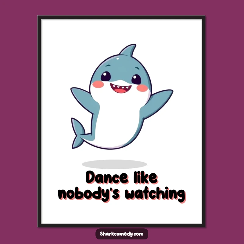 Funny Kawaii Shark Dance Poster: Wall Art That Makes You Giggle