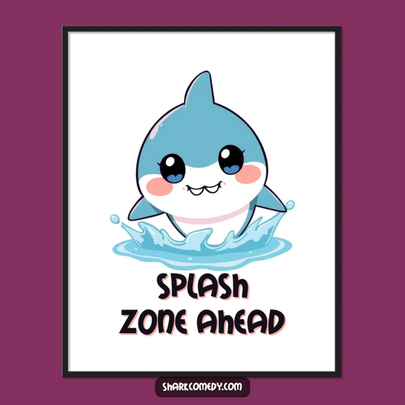 Funny Kawaii Shark Splash Poster - Big Eyes, Big Impact, A Hilarious Wall Art Gift
